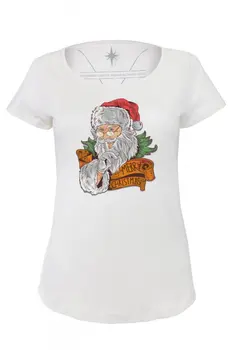 

Angemiel Wear Suprize Ready Santa Claus Cotton White Women 'S T-Shirt