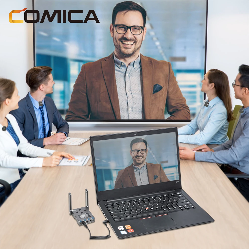 Comica BoomX-U QUA 4 Channels UHF Wireless Lavalier Microphone for Camera Phone Video Shooting Interview Live Streaming