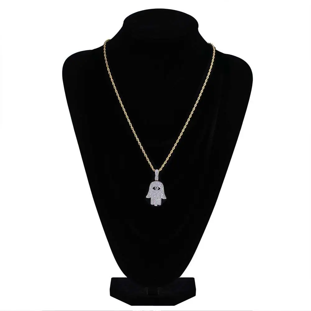 Мужская Рука Фатимы Хамса Iced Out Золотой Серебряный кулон в стиле хип-хоп ожерелья ювелирные изделия