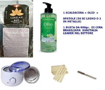 

KIT WAX HEATER DEPILATION WITH BRAZILIAN WAXING 0,8KG + SPATULAS OIL DOPOCERA 400ML WITH DISPENSER