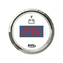 Вольтметр цифровой 8-32 В, белый циферблат, нержавеющий ободок, д. 52 мм KY23100