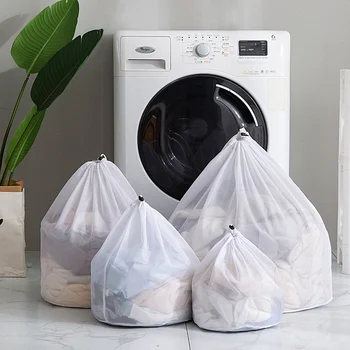 

New Arrival Polyester Drawstring Laundry Bag Sheets Clothes Washing Machine Wash Bag Round Drawstring Pocket For Washing Clothes