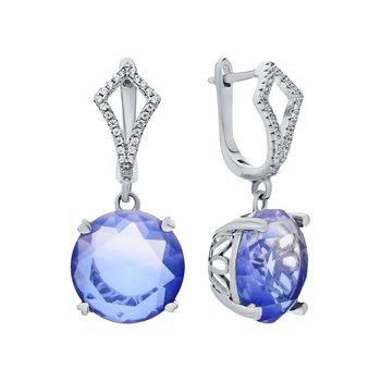 

Silver earrings with sitals and cubic zirconium sunlight sample 925