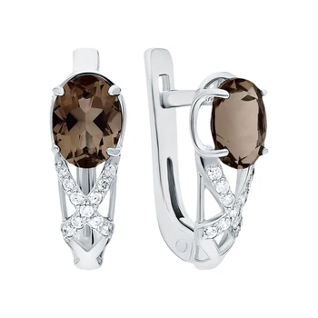 

Silver earrings with раухтопазами and cubic zirconia sunlight sample 925