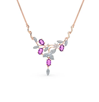 

Gold necklace with amethyst and cubic zirconia sunlight sample 585