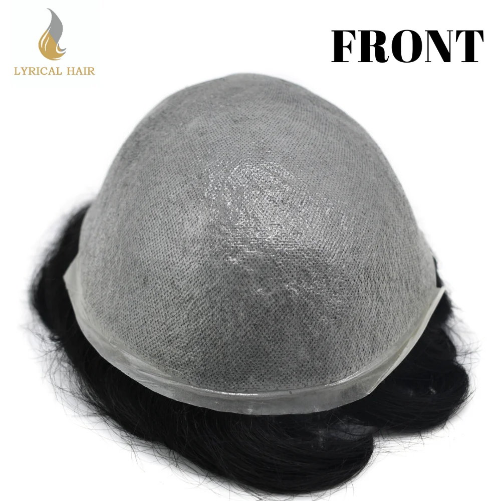 Invisible Super Thin Skin 0.06mm Mens Toupee Replacement Hair System V-Looped Mix Grey Hair Transparent Poly Male Prosthesis human hair toupee