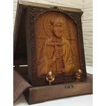 

Carved icon Holy equestrian Prince Vladimir size 19-23 cm