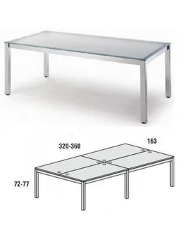 

DOUBLE TABLE EXECUTIVE CHROME ROCADA 163x320 CM IN GLASS