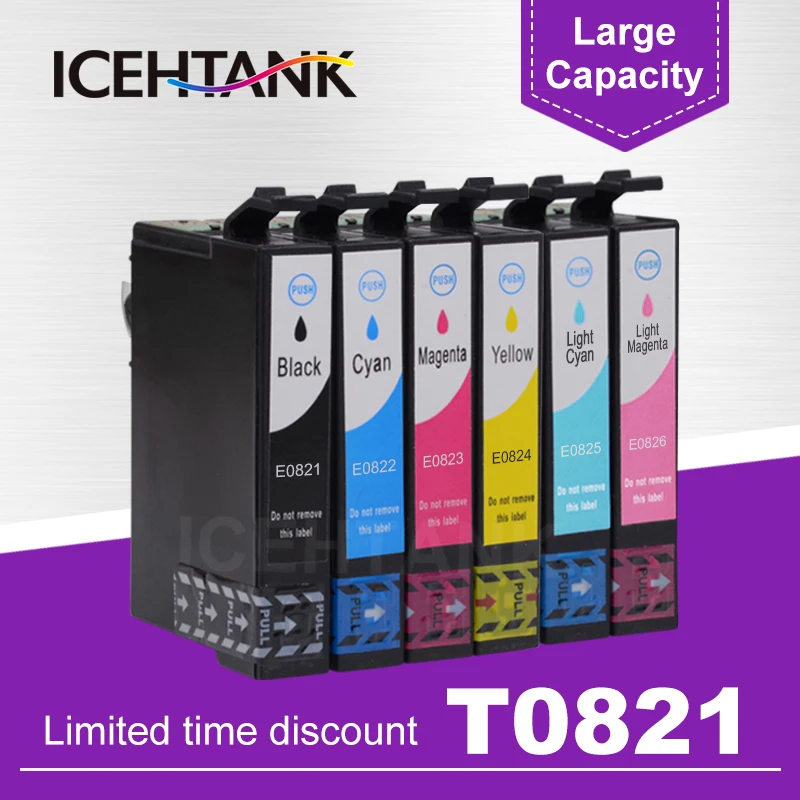 ICHTANK чернильные картриджи для принтера Epson T0821-T0826 Stylus Photo RX610 RX690 TX659 TX720WD TX800FW TX820FWD