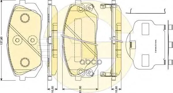 Колодки Тормозные Hyundai Ix35 10-/Kia Sportage 10-/Carens 02- Передние Girling 6134619 Girling арт. 6134619