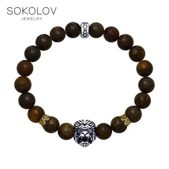 

SOKOLOV bracelet silver gilded, fashion jewelry, 925, men's male
