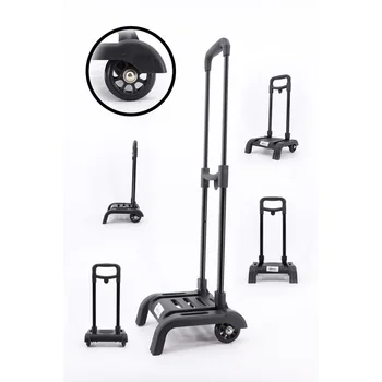 

Trolley for school backpacks (black) 55x28x26cm extendable height up to 86 cm, lightweight, tough, non-folding