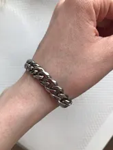 Vnox-Pulsera cadena de eslabones de acero inoxidable unisex, brazalete curvo simple, estilo cubano, para hombre y mujer, 11mm