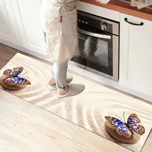 Else желтый пляжный песок на синей бабочке 3d принт Нескользящая микрофибра кухонный счетчик современный декоративный моющийся коврик