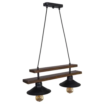 

Decorative Authentic Retro Special Design Natural Wood Handmade Dual Metal Megaphone Wood Modern Wire Rope Chandelier