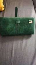 Billeteras de piel de nobuk con cordón para mujer, cartera con cremallera, diseño largo, doble pliegue, más Color, 2021