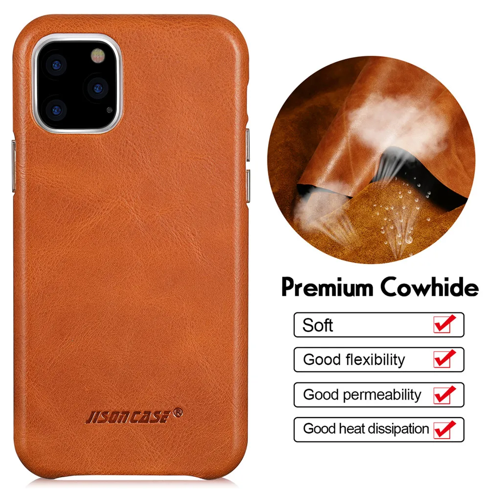 Jisoncase кожаный чехол для iPhone 11Pro MAX ультра тонкий из натуральной кожи