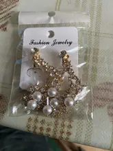 Grace Jun alta calidad de diamantes de imitación Clip de perla simulada en pendientes sin Piercing para las mujeres Weddng de lujo Clip de oreja