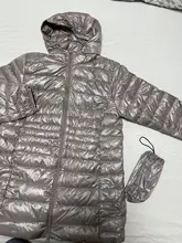 Chaqueta larga con capucha para mujer, abrigo ultraligero de plumón de pato blanco para otoño e invierno, Parkas portátiles, color liso, 7XL