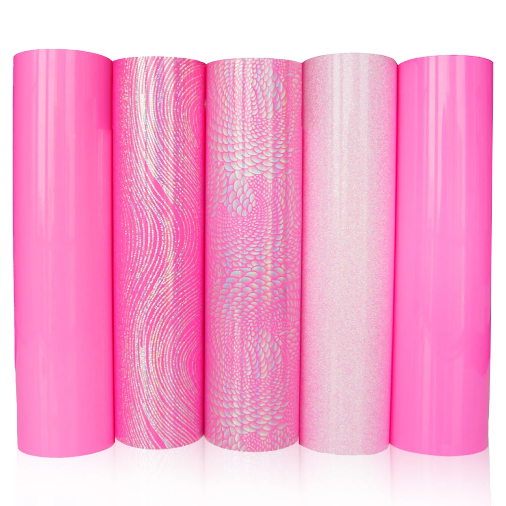 

Free Shipping 5 Sheets 25x30cm Pink Series Heat Transfer Vinyl For Cricut Iron on DIY for T-shirts HTV