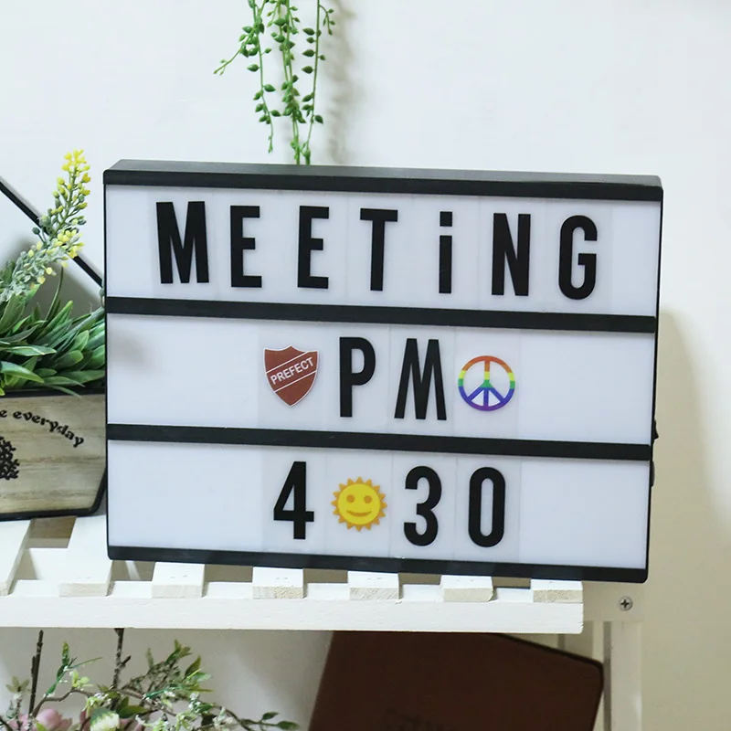 シネマLEDライトボックス文字と番号、メッセージメモボード、DIY