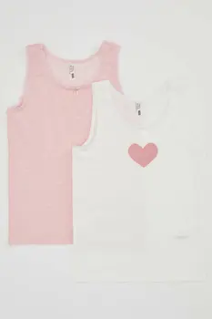 

DeFacto Girl Athlete Top Tees Girls Cute Basic Color Tshirt Tops Girls Sleeveless Tshirt Tops Girls White Pink Tee-N5020A620SP