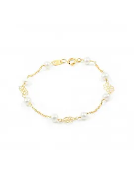 

Bracelet with openwork flowers and natural pearls