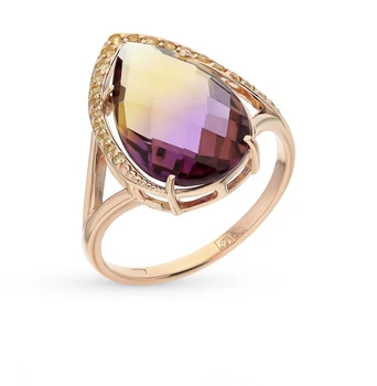 

Gold ring with ametrine and cubic zirconia sunlight sample 585 test