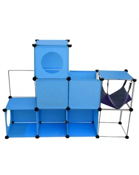 

Cat Tunnel Cats Cube Light Blue Black Plastic Metal Relax Fun Animals 90x120x30