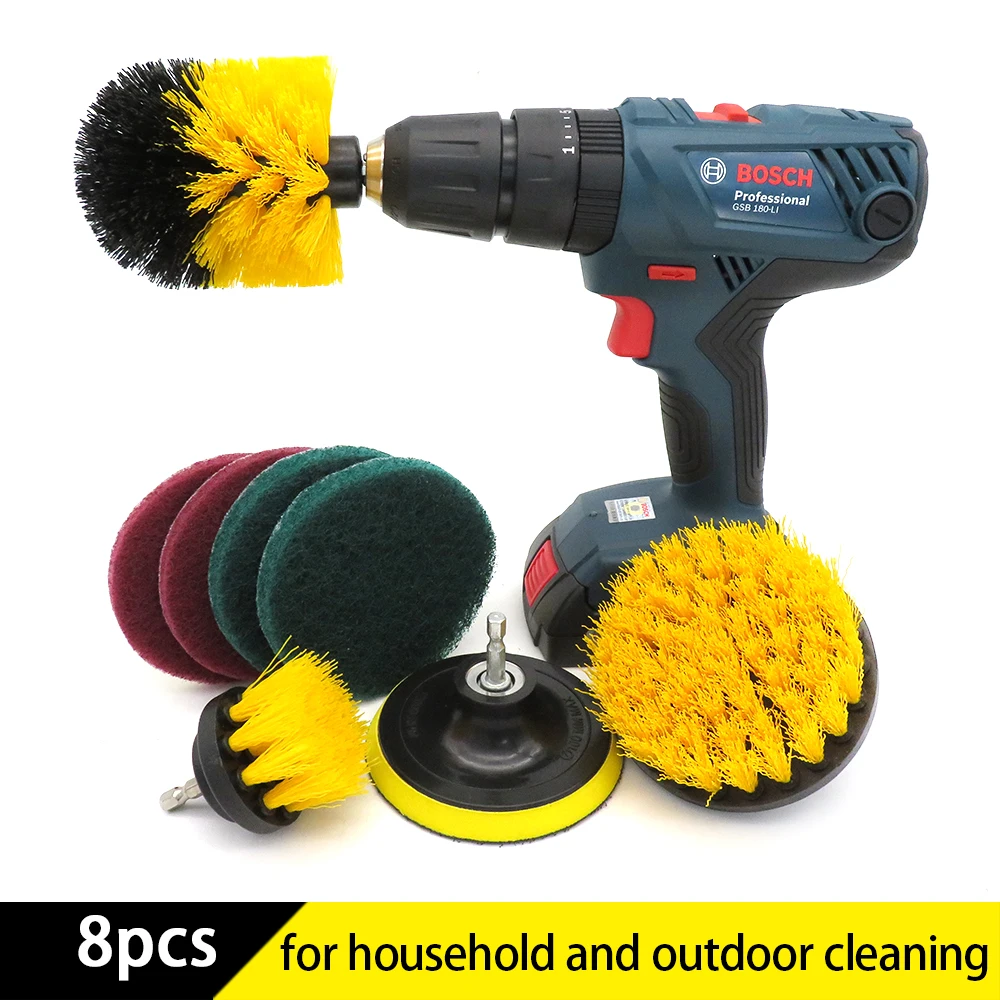 Brush Drill-Attachment-Kit Cleaning-Kit Shower-Tile Electric-Scrubber 8pcsdrill-Brush-Power