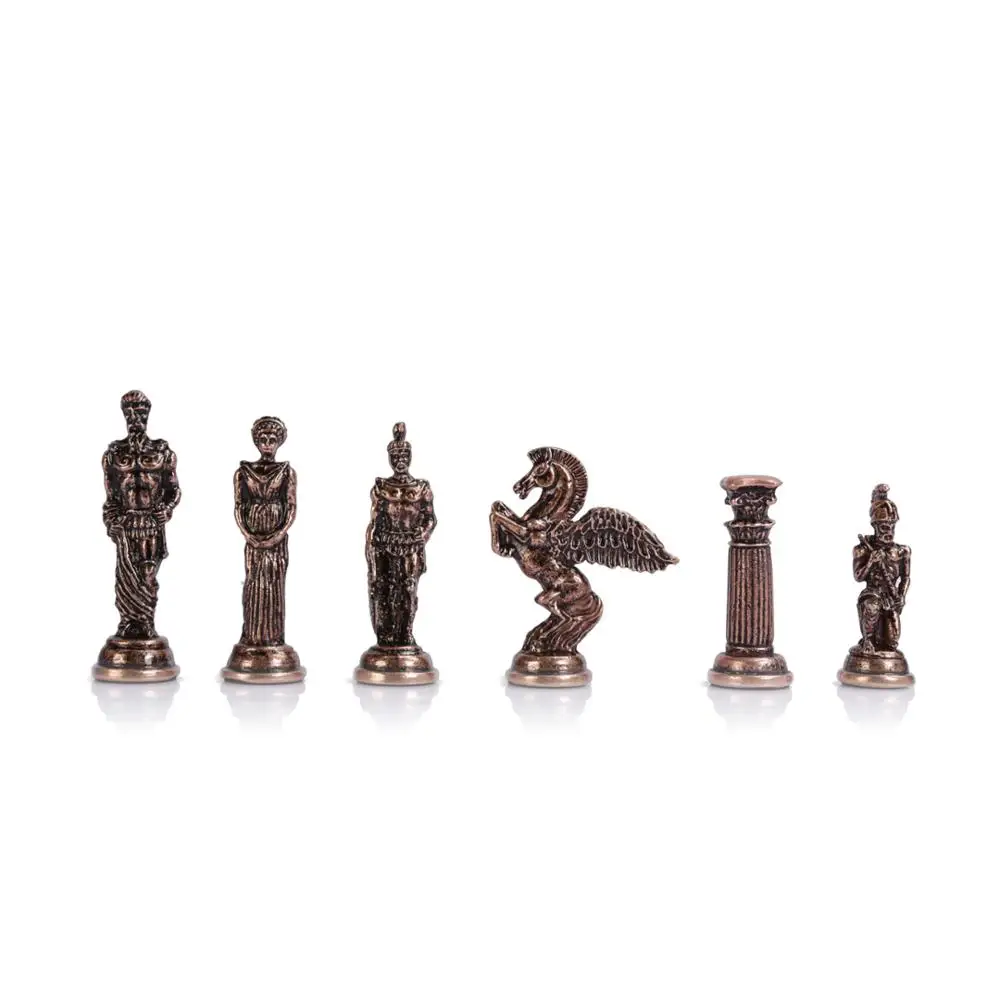 

(Only Chess Pieces) Antique Copper Mythologic Pegasus Figures Handmade Metal Chess Pieces Big Size 9.5cm(Board is Not Included)