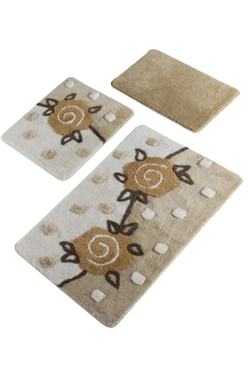

Bath Mat-mats | Mat Bath Mats Non Slip Anti Mould Mats Oriel Beige 3L Set 60X100 cm-50X60 Cm-40X60 Cm