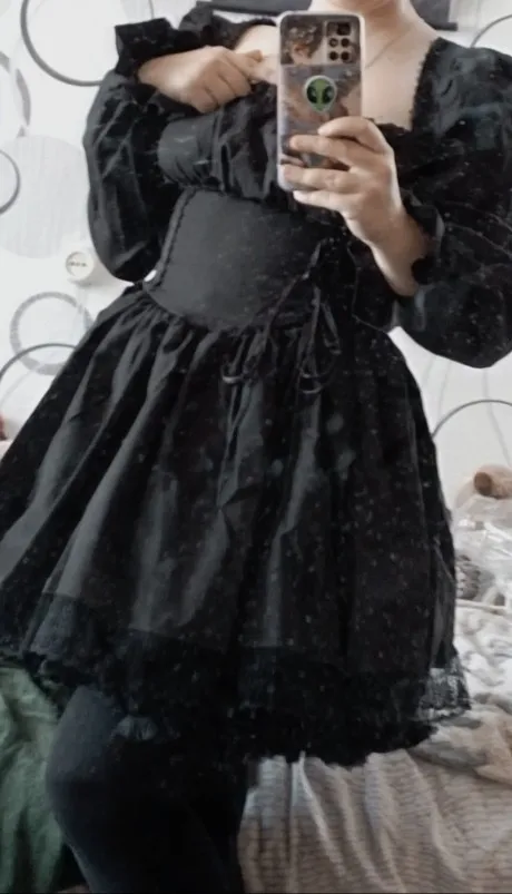 Kawaii Lace Up Gothic Puff Sweet Dress