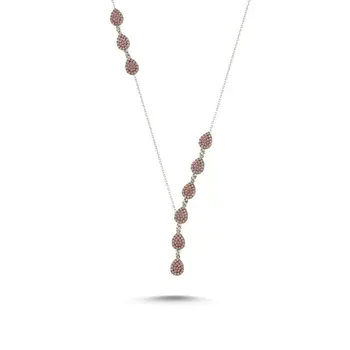 

Angemiel 925 Silver Nano Opal Stone Drop Y Necklace-Rhodium Plated