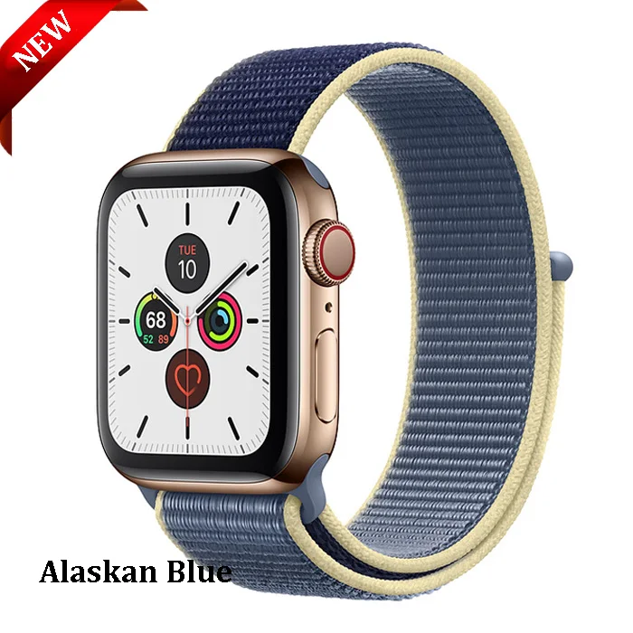 Alaskan Blue Ремешок для apple watch band 44 мм correa apple watch 5 4 band 3 2 iwatch band 42 мм 38 мм 40 мм спортивный нейлоновый браслет - Цвет ремешка: Alaskan Blue