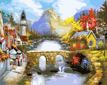 

Bridge across the river, 40*50 cm painting coloring by numbers on canvas Snow White 501-cg