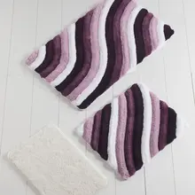 Коврик для ванной | коврик для ванной нескользящие Противоскользящие коврики красочные фиолетовые линии набор 3 60X100 Cm-50X60 Cm-40X60 см