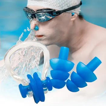 

Swimming Ear and Nose Plug 2 Person Tenth Pool Plug Set Swim Set Waterproof soft swimming ear plug nose clip