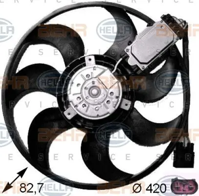 Вентилятор радиатора AUDI Q7 справа 420mm с кондиционером HELLA