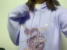Estampado de dragón suéter con capucha para mujer, tops Kawaii de Hip hop Harajuku de gran tamaño, ropa para mujer
