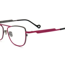 Женские квадратные кошачьи бабочки из чистого титана, Металлические легкие очки, популярная модная оправа для очков по рецепту фиолетового цвета