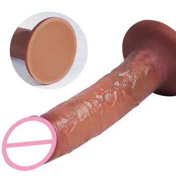 Sex toys Skin Feeling Realistic Penis Soft Penis Sex Intimate Toys Double-layer Silicone Suction Cup dildos for Women's dildo 5