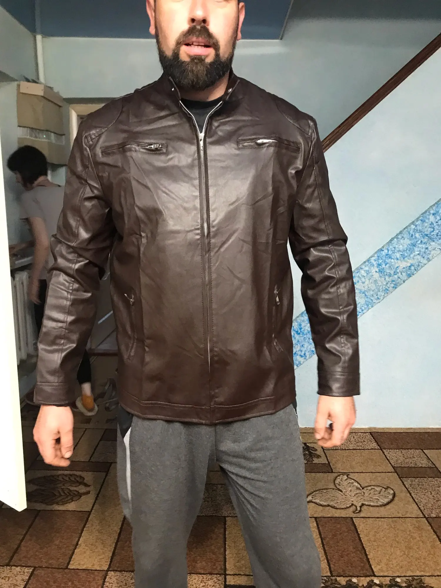 Price history & Review on 2020 Mens Fashion Leather Jacket Slim 