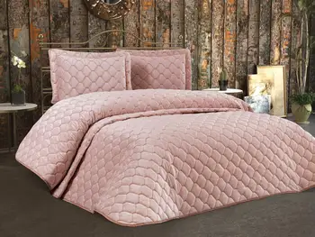 

Roman Velvet Padded Double Bed Cover Powder