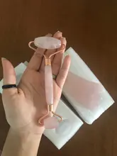 Rodillo de Jade de cuarzo rosa para masaje Facial, masajeador adelgazante Facial, piedra de Jade Natural, conjunto de belleza para el cuidado de la piel