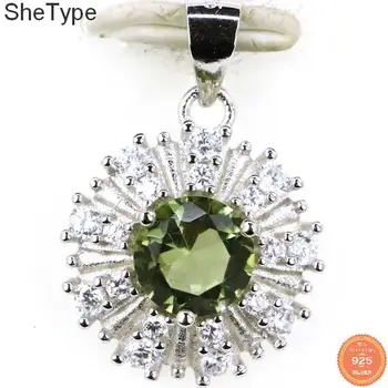 

21x15mm SheType Ravishing 2.0g Created Green Amethyst CZ Woman's Real 925 Solid Sterling Silver Pendant