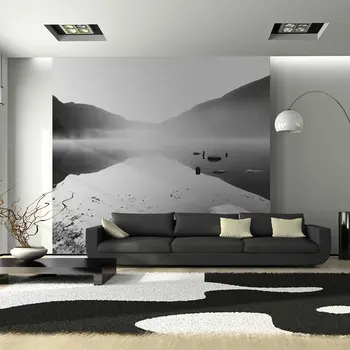 

Wall mural-mountain lake in black and white-350x270 cm