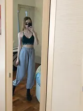 Wide Leg-Trousers Tracksuit-Pants Joggers Grey Women Clothing Y2k High-Waist Korean Fashion