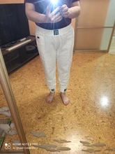 Pantalones vaqueros holgados de cintura elástica para mujer, moda de Corea de algodón informales combinables, color blanco, nueva llegada de primavera y verano, S982