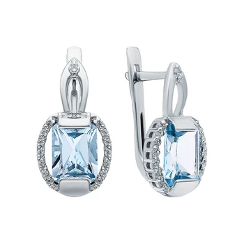 

Silver earrings with Topaz and cubic zirconia sunlight sample 925